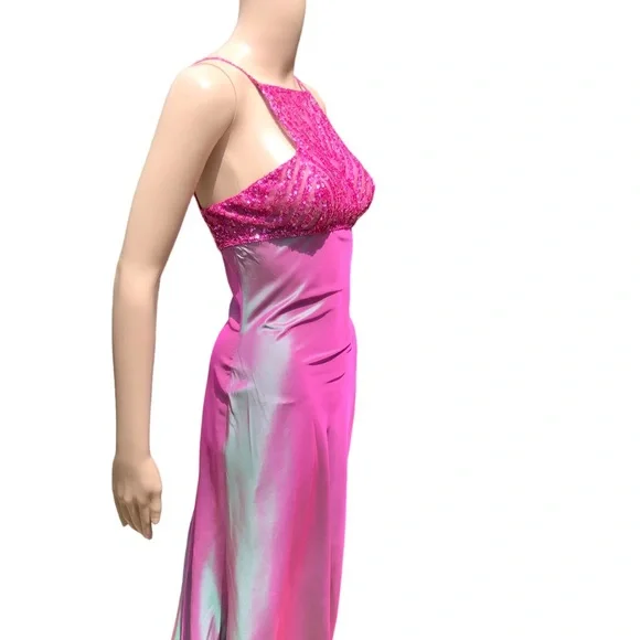 Elie Saab NWT with defects pinkish ombré formal gown with sequin top and wrap - Picture 10 of 15